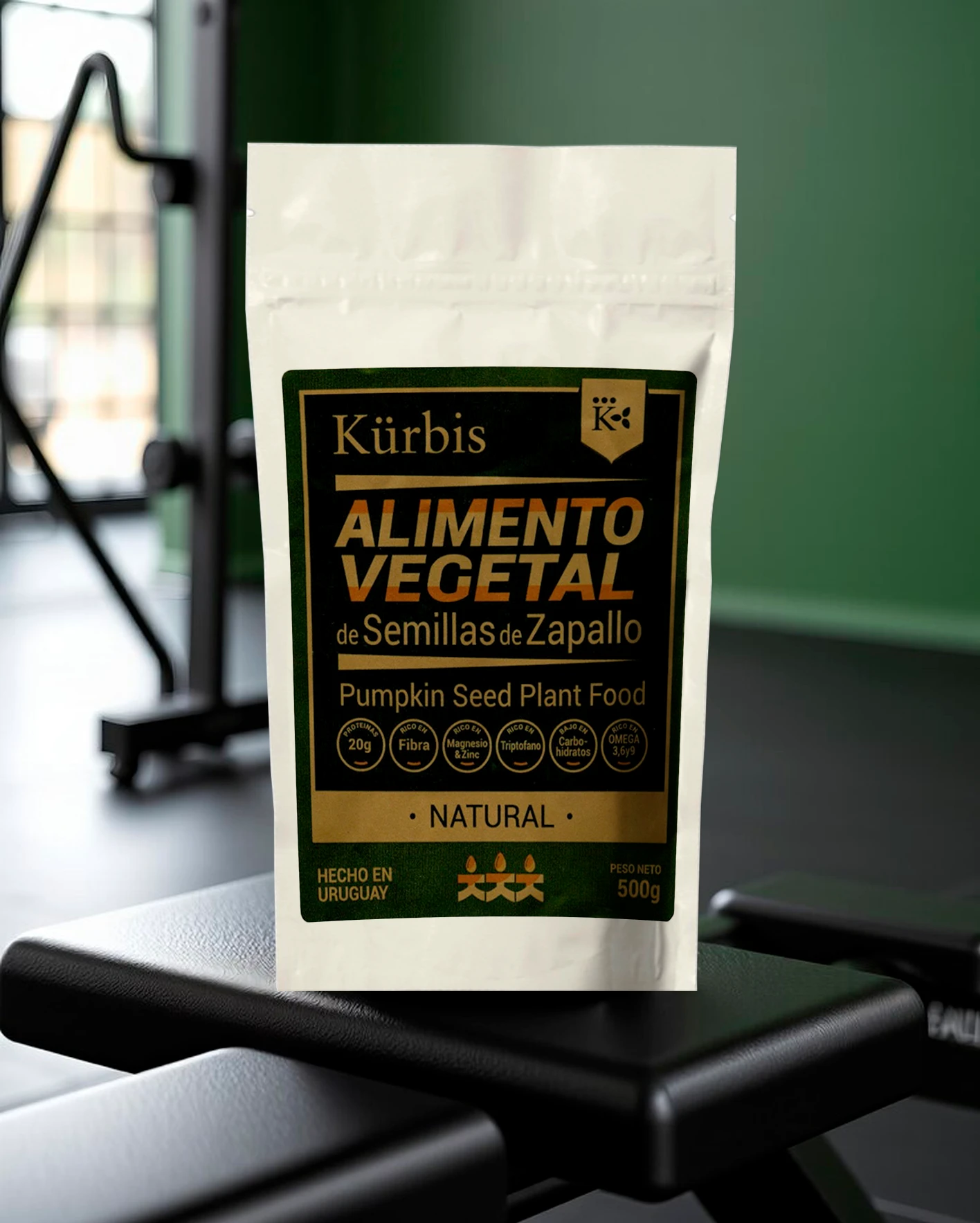 Alimento Kürbis reposado en una maquina de gym