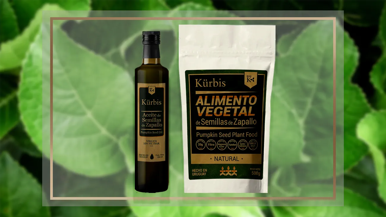 Paisaje natural, con aceite Kürbis y alimento natural Kürbis