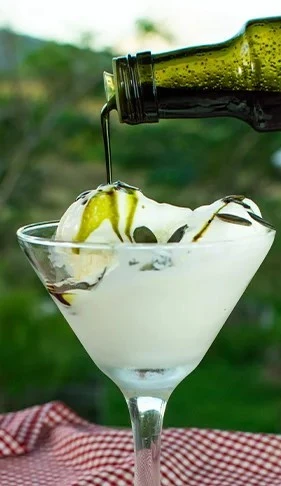 Helado con aceite Kürbis